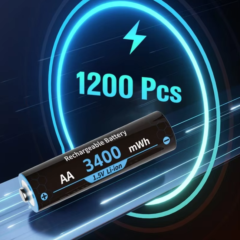 Wiederaufladbare AA-Lithium-Batterien mit Ladegerät, 8er-Pack 1,5 V 3000 mWh, Doppel-A-Batterie wiederaufladbar, langlebige wiederaufladbare Lithium-Ionen-AA-Batterien mit Ladestaufach
