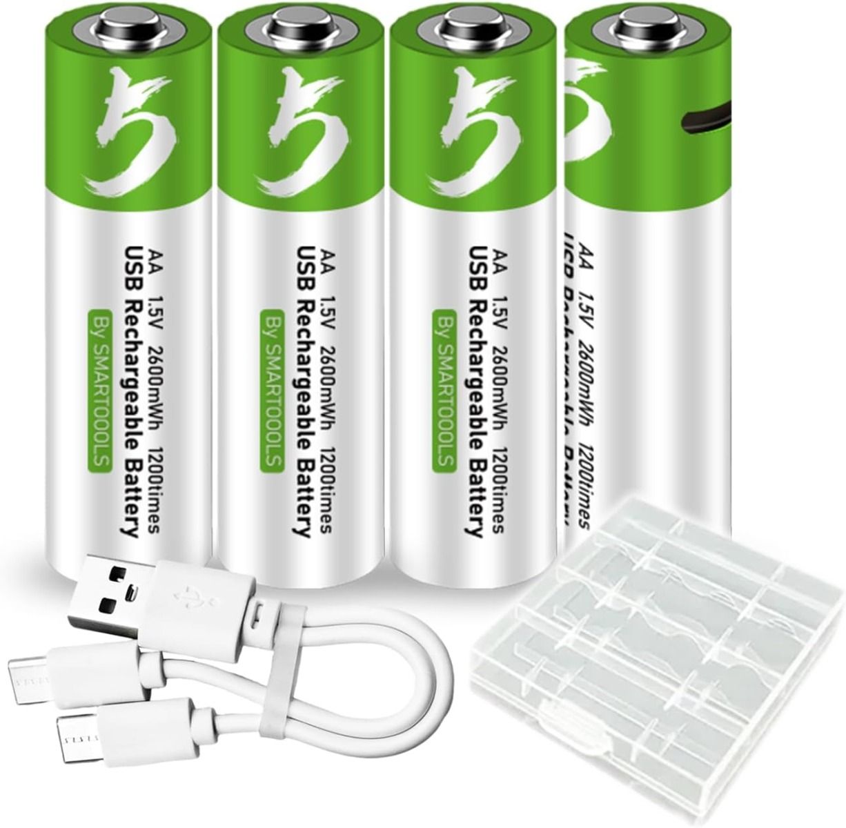 4 Stück AA-Batterien, USB/Type-C wiederaufladbare AA-Batterie