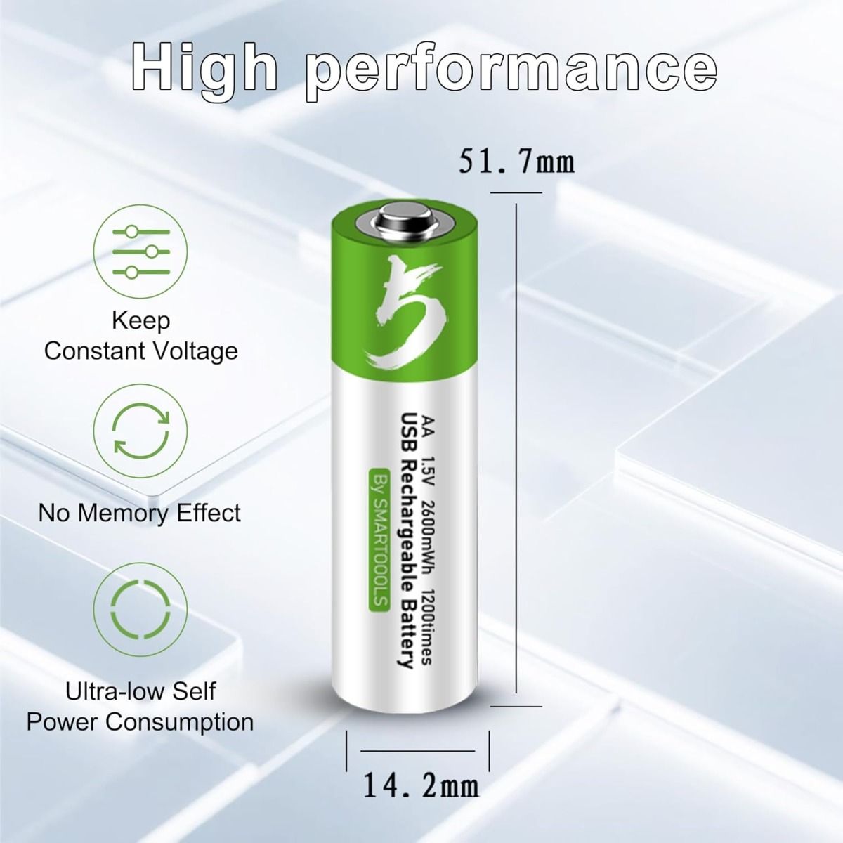 4 Stück AA-Batterien, USB/Type-C wiederaufladbare AA-Batterie
