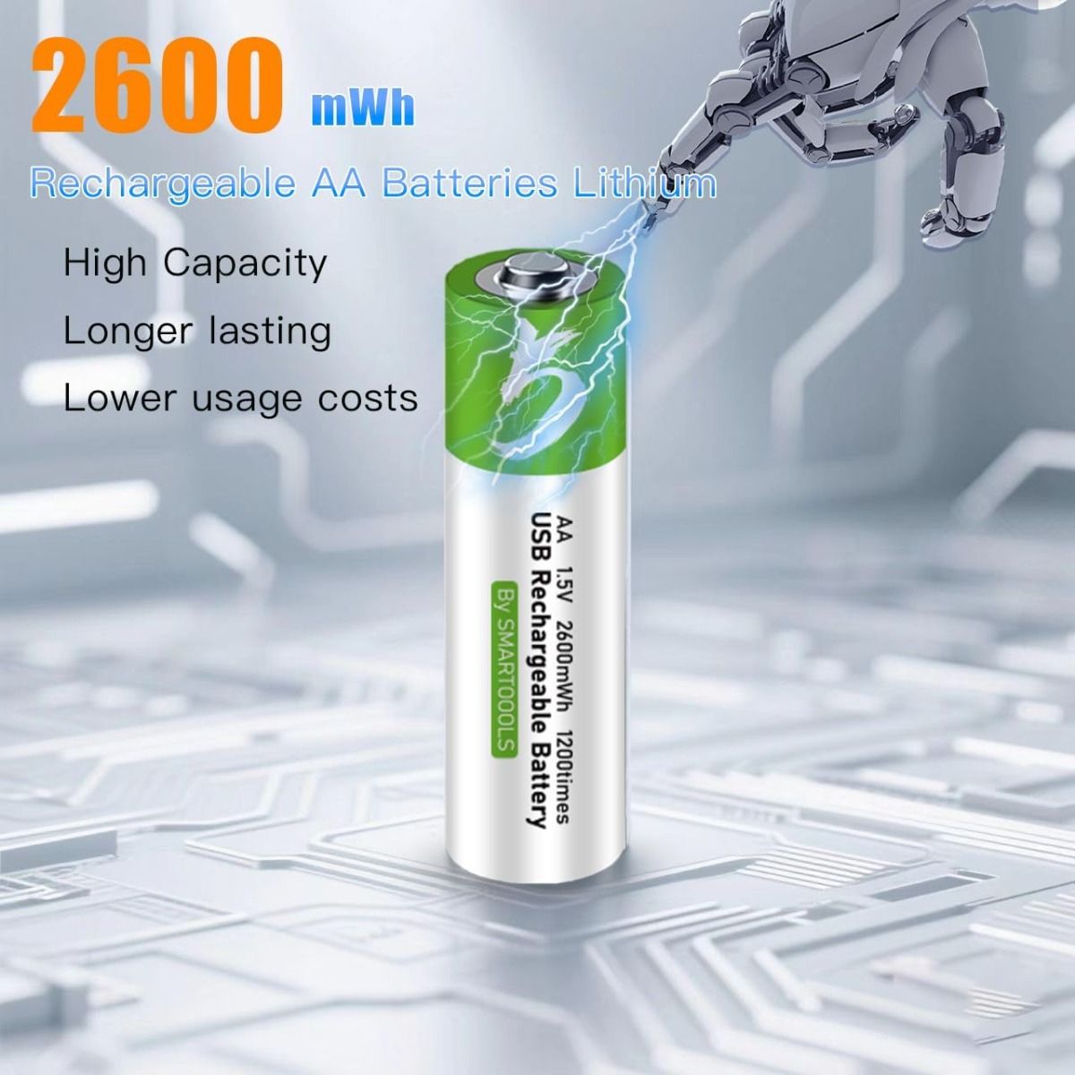 4 Stück AA-Batterien, USB/Type-C wiederaufladbare AA-Batterie