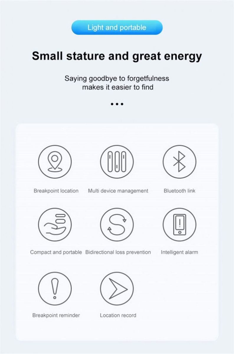 Mini GPS Tracker Bluetooth 4.0 Smart Locator Kompaktes Design Haustier Tracker mit iSearching App und One Touch Find