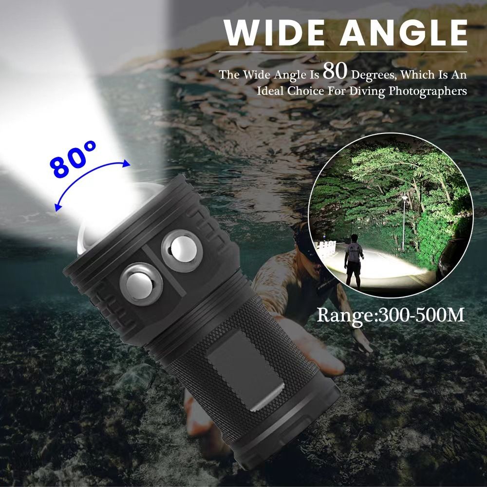 B12 LED Tauchlampe Helles Tauchlicht für Unterwasserfotografie IPX8 wasserdichte Scuba-Tauchlaterne