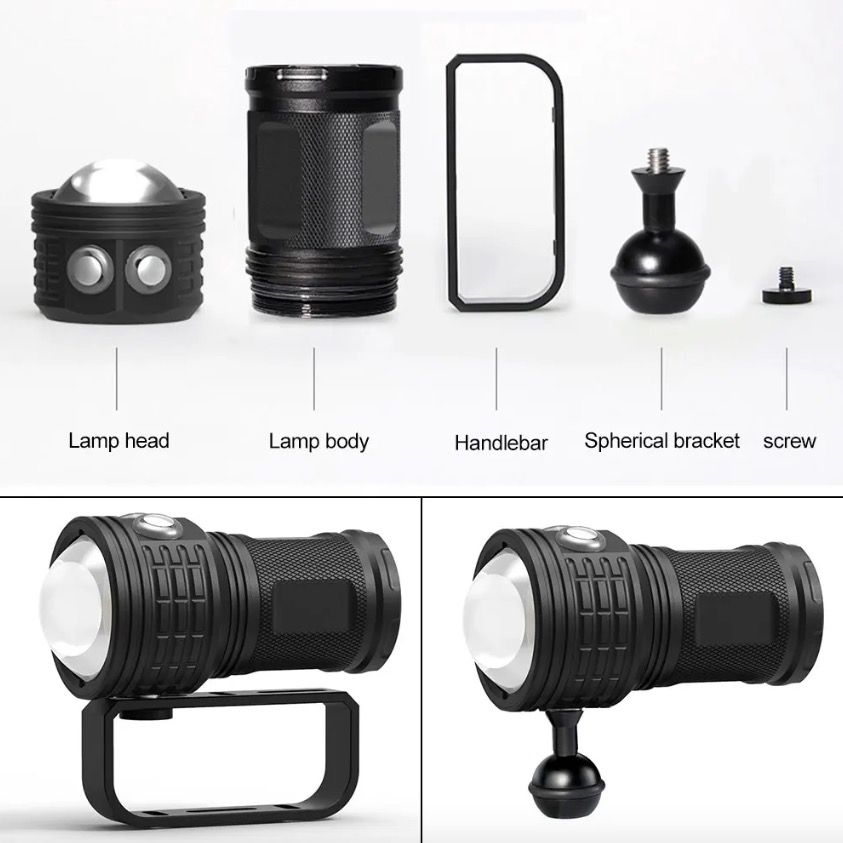 B12 LED Tauchlampe Helles Tauchlicht für Unterwasserfotografie IPX8 wasserdichte Scuba-Tauchlaterne