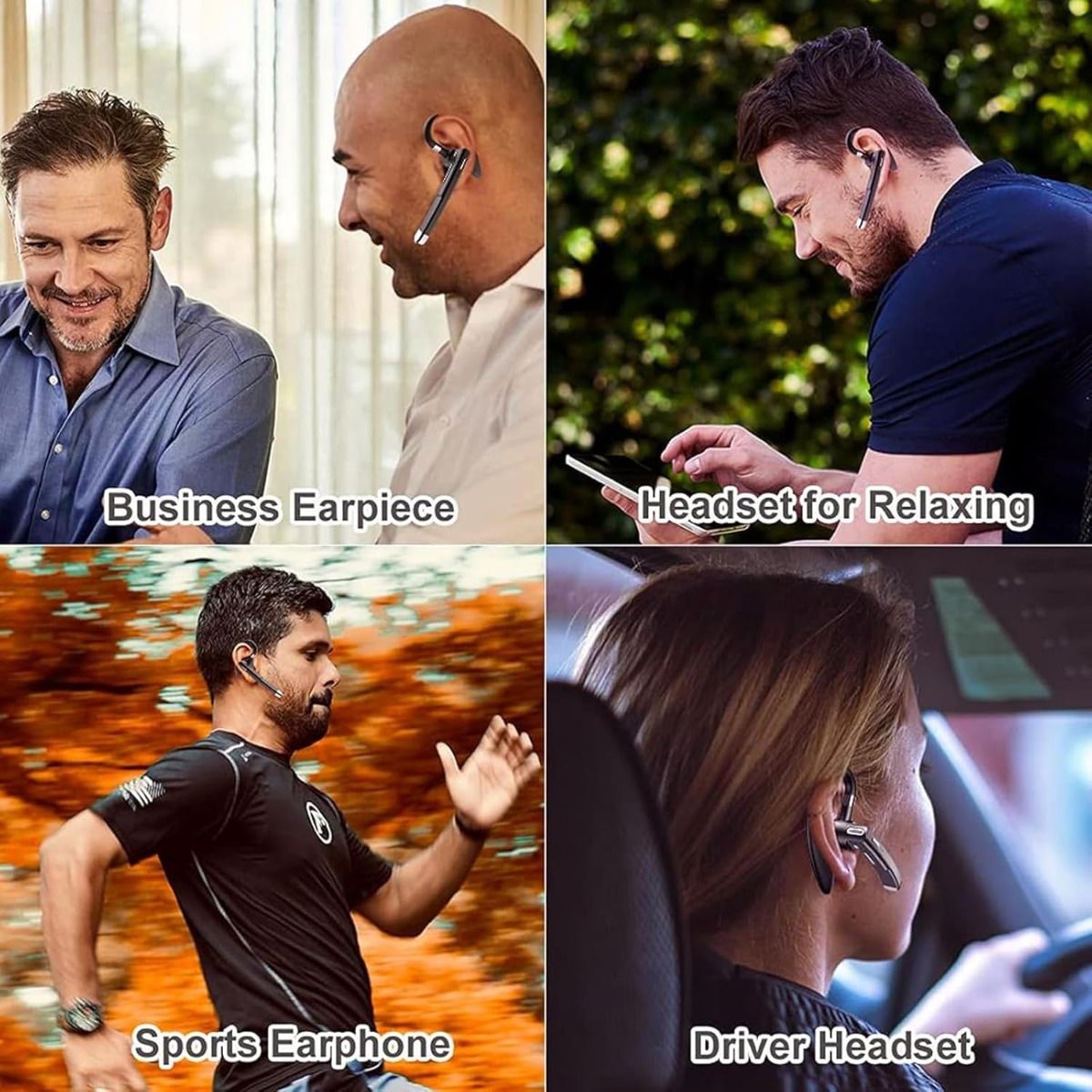 Kabelloses Business-Headset mit integriertem Mikrofon, Noise Cancelling, Bluetooth 5.3, Freisprechfunktion, Sport-Ohrhörer