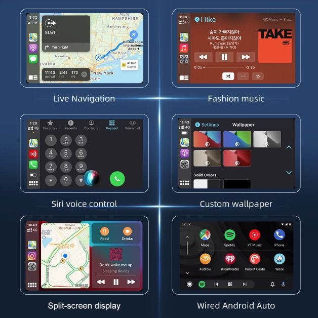 CarlinKit USB CarPlay Dongle Android Auto drahtlose Konnektivität, einfache Installation, Freisprechen, Musik