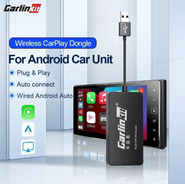 CarlinKit USB CarPlay Dongle Android Auto drahtlose Konnektivität, einfache Installation, Freisprechen, Musik