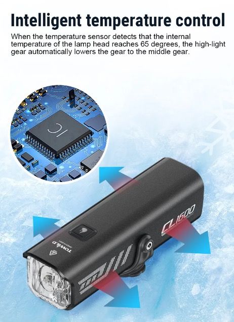 TOWILD CL1600 USB wiederaufladbarer 1600LM Fahrradlicht LED-Frontscheinwerfer mit einstellbarer Helligkeit für Nachtfahrten