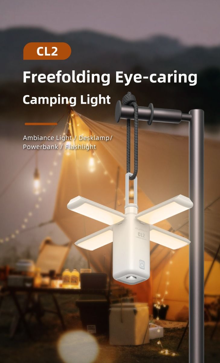 Klarus CL2 750 Lumen Freefolding Campinglicht augenschonende vielseitige Lampe mit 7 Lichtmodi und einstellbarem Winkel