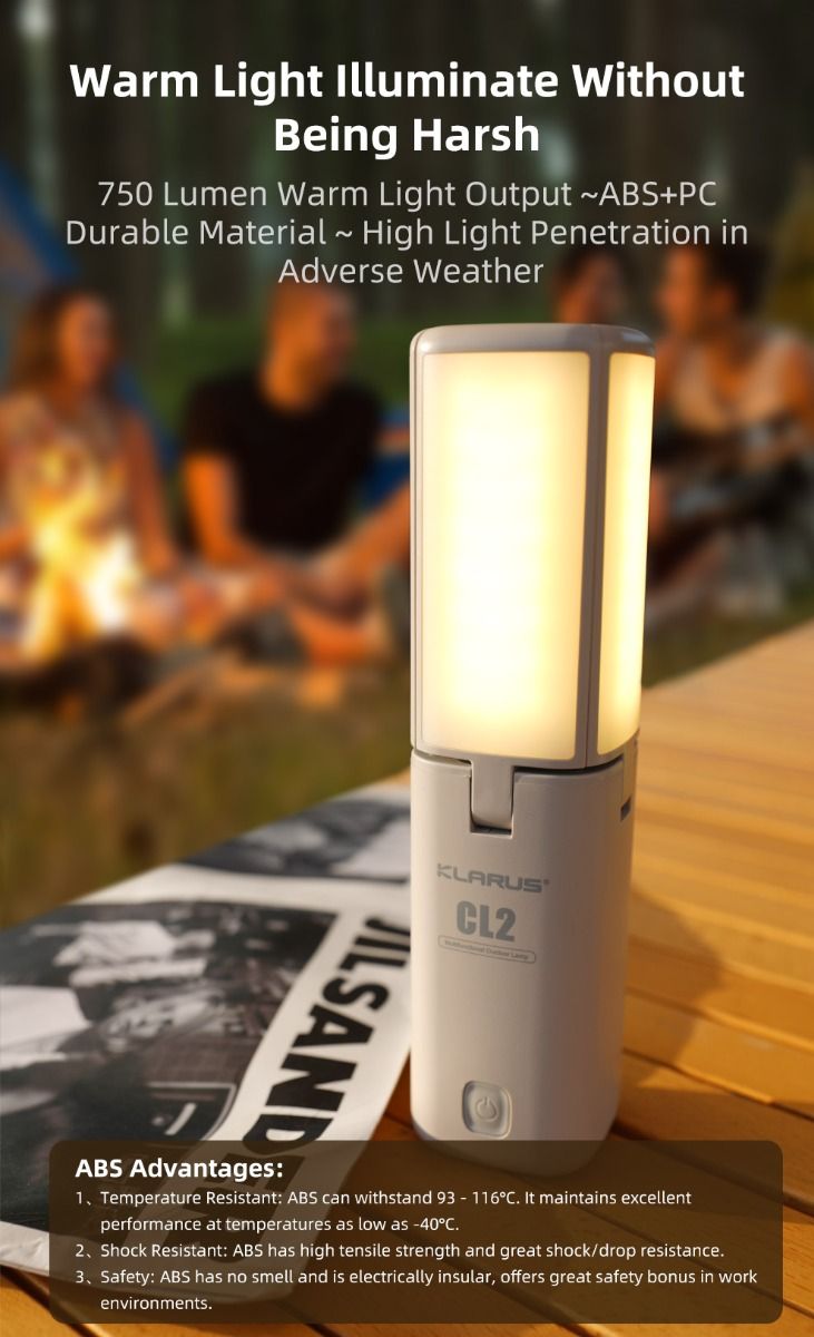 Klarus CL2 750 Lumen Freefolding Campinglicht augenschonende vielseitige Lampe mit 7 Lichtmodi und einstellbarem Winkel