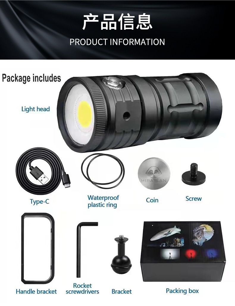 D10 Superhelle Tauch-Taschenlampe für Unterwasserfotografie 100m Tauchtiefe IPX8 wasserdicht Robustheit