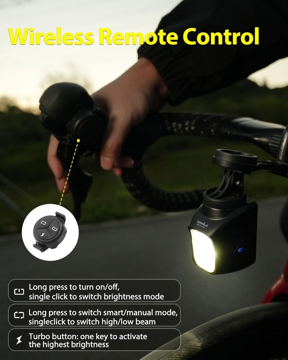 TOWILD DLite 1700 USB wiederaufladbarer Fahrradscheinwerfer 1900 Lumen wasserdichter Frontscheinwerfer DL1700 Fahrradlichter