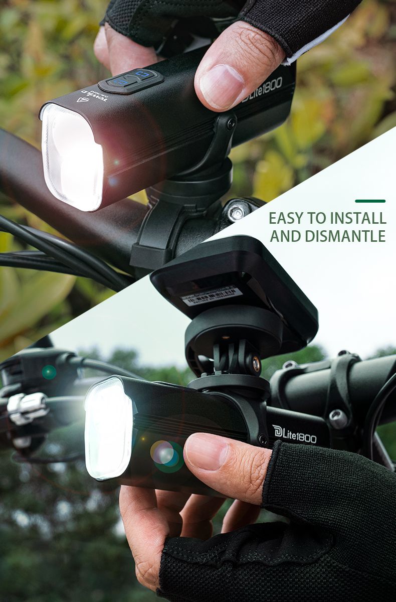 TOWILD DLite 1800 USB wiederaufladbare Frontlampe LED 2100 Lumen Fahrradsicherheit mit 5000mAh Akku