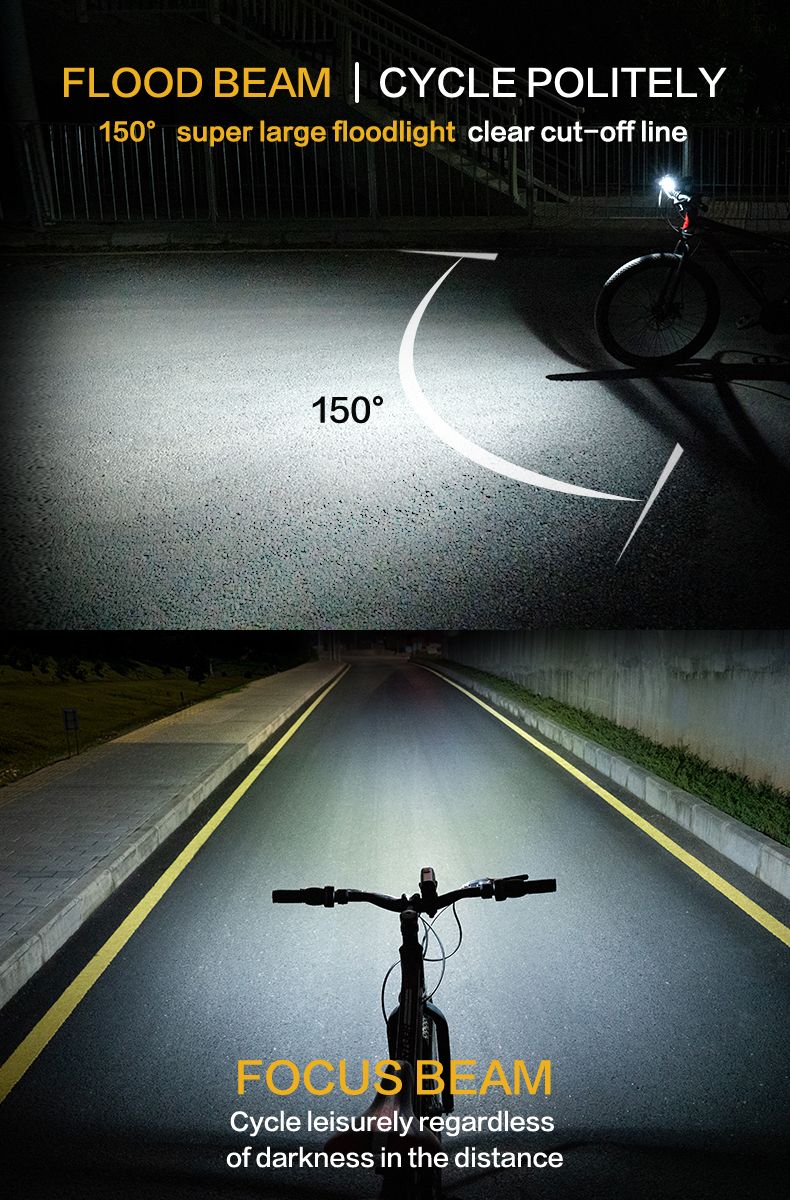 TOWILD DLite 1800 USB wiederaufladbare Frontlampe LED 2100 Lumen Fahrradsicherheit mit 5000mAh Akku