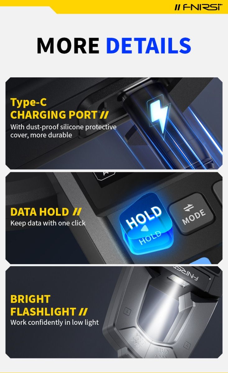 FNIRSI DMC-100 Zangenmultimeter | Vollautomatisches & hochpräzises Messgerät für Elektriker