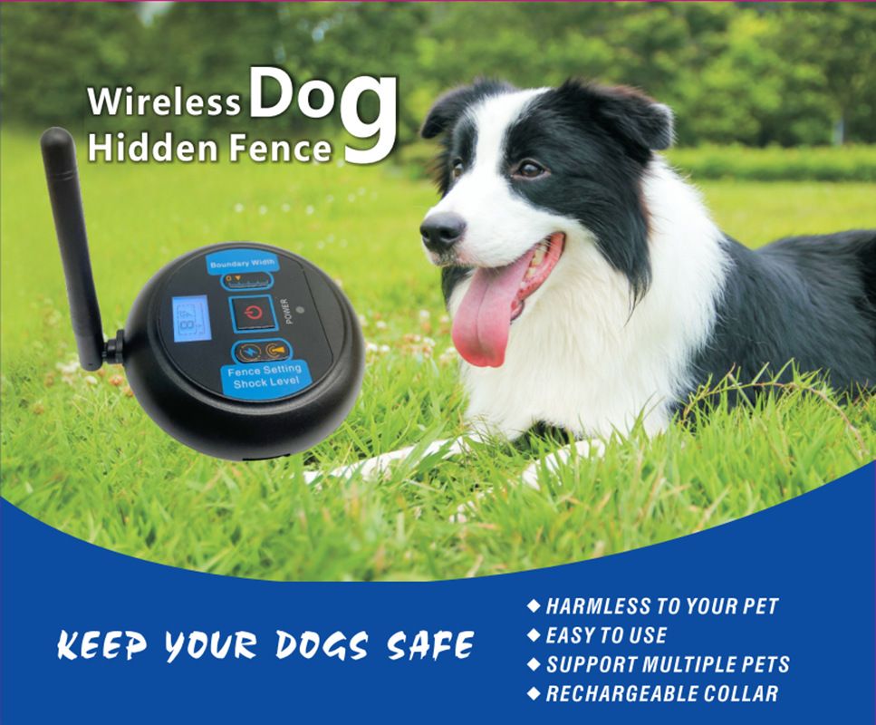 Drahtloses Hunde-Elektrozaun-System, wiederaufladbares Halsband, wasserdicht, verstellbar, sicherer Spielbereich für Hunde, 200 Meter