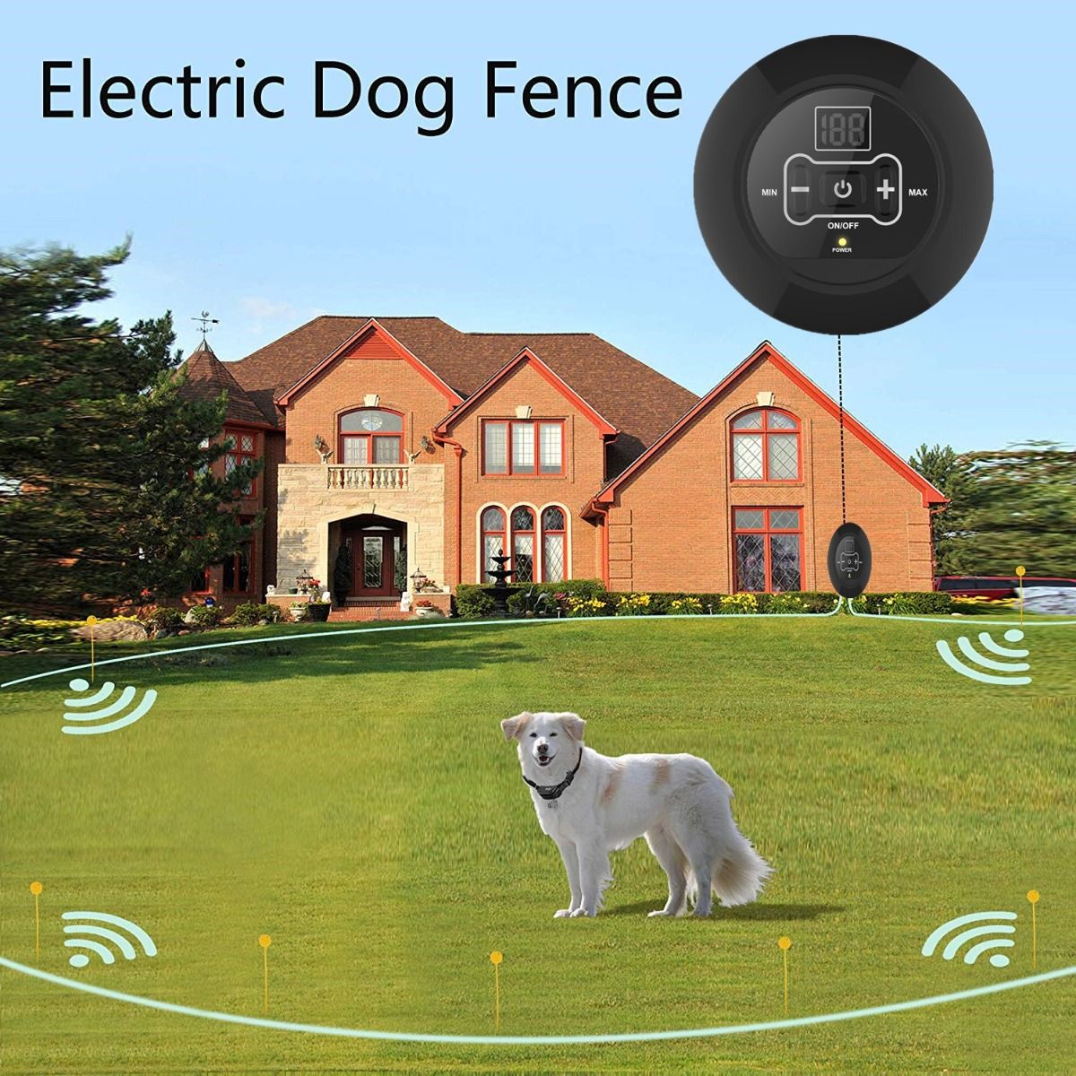 Drahtloses Hunde-Elektrozaun-System, wiederaufladbares Halsband, wasserdicht, verstellbar, sicherer Spielbereich für Hunde, 200 Meter
