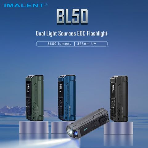 IMALENT BL50 3600 Lumen EDC Taschenlampe kompakt Type-C wiederaufladbar mit OLED-Display für Outdoor-Abenteuer
