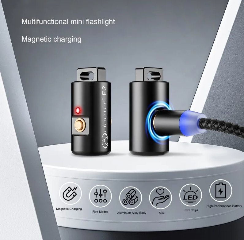 Mini Taschenlampe LED USB wiederaufladbar – Kompaktes EDC Licht für Camping, Wandern & Notfälle, Schlüsselanhänger