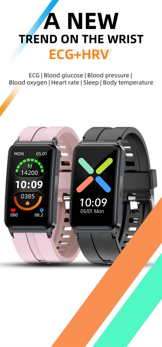 EP01 Blutglukose-Smartwatch: EKG, HRV, Herzfrequenz, Temperatur. 1,47 Zoll HD wasserdichter Fitness-Tracker