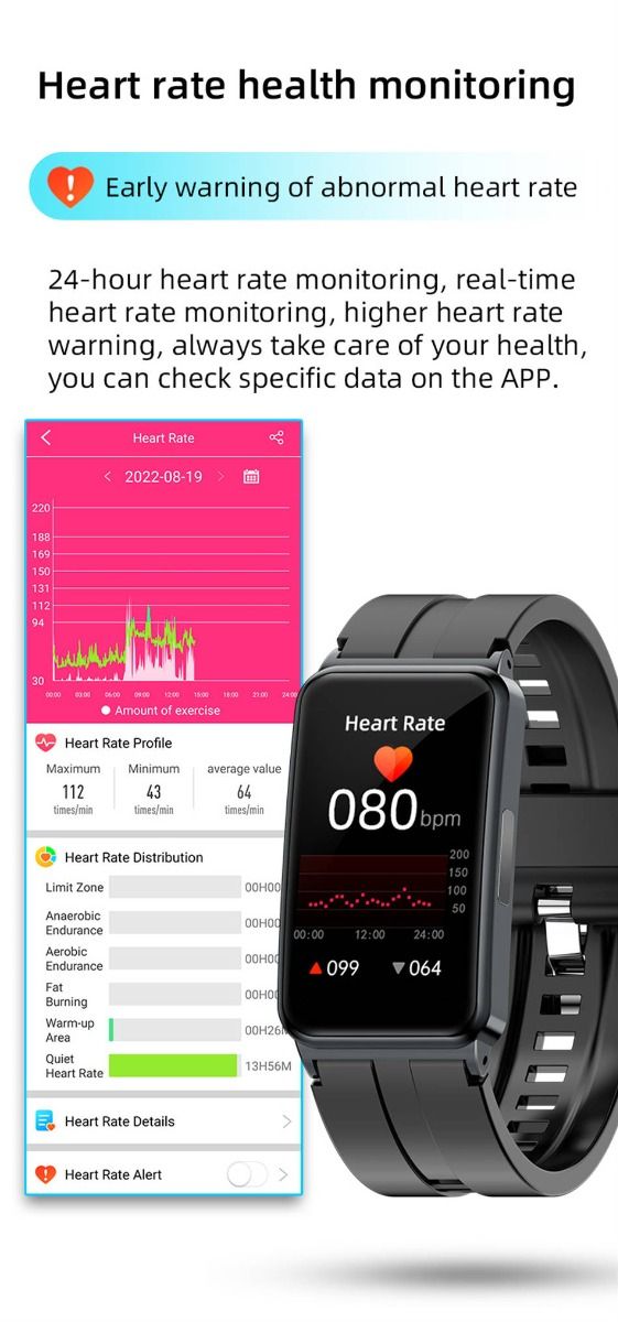 EP01 Blutglukose-Smartwatch: EKG, HRV, Herzfrequenz, Temperatur. 1,47 Zoll HD wasserdichter Fitness-Tracker