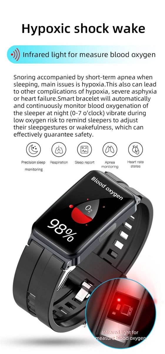 EP01 Blutglukose-Smartwatch: EKG, HRV, Herzfrequenz, Temperatur. 1,47 Zoll HD wasserdichter Fitness-Tracker