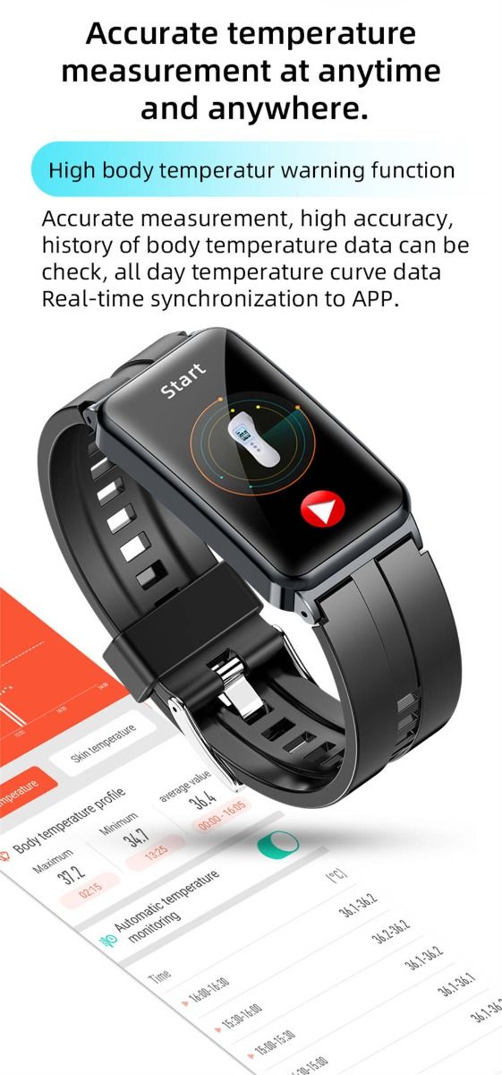 EP01 Blutglukose-Smartwatch: EKG, HRV, Herzfrequenz, Temperatur. 1,47 Zoll HD wasserdichter Fitness-Tracker