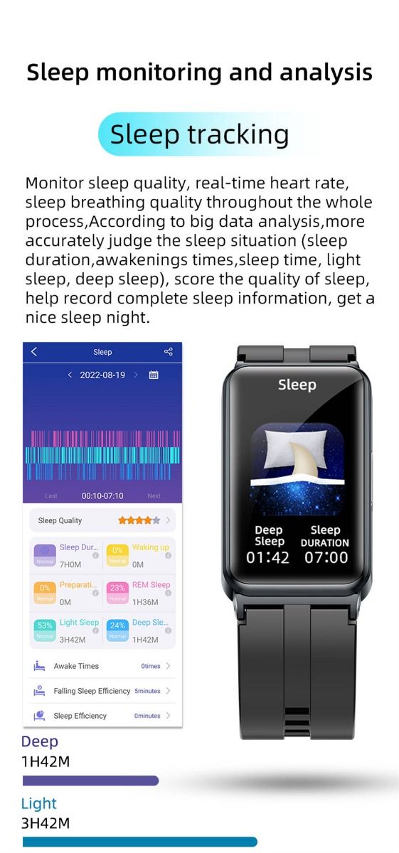 EP01 Blutglukose-Smartwatch: EKG, HRV, Herzfrequenz, Temperatur. 1,47 Zoll HD wasserdichter Fitness-Tracker