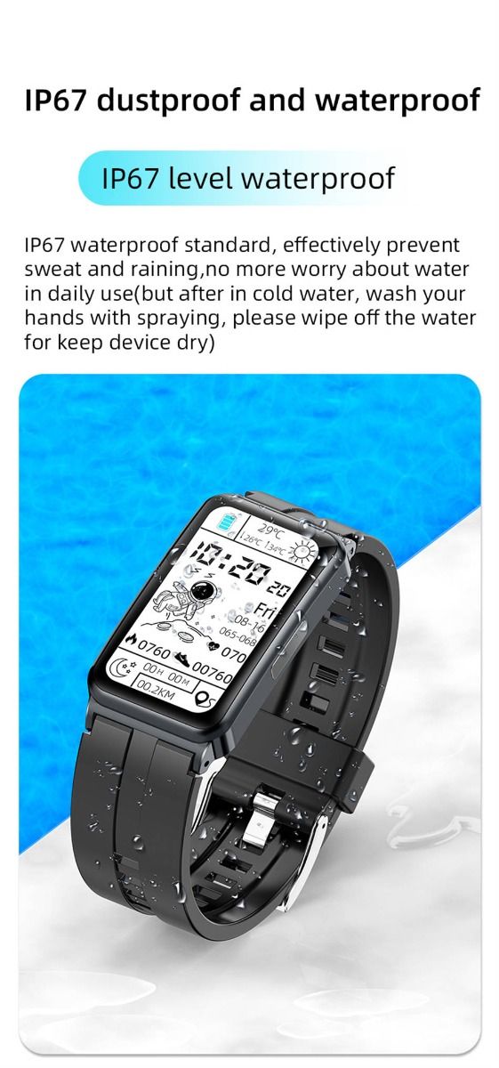 EP01 Blutglukose-Smartwatch: EKG, HRV, Herzfrequenz, Temperatur. 1,47 Zoll HD wasserdichter Fitness-Tracker