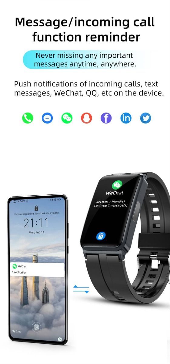 EP01 Blutglukose-Smartwatch: EKG, HRV, Herzfrequenz, Temperatur. 1,47 Zoll HD wasserdichter Fitness-Tracker