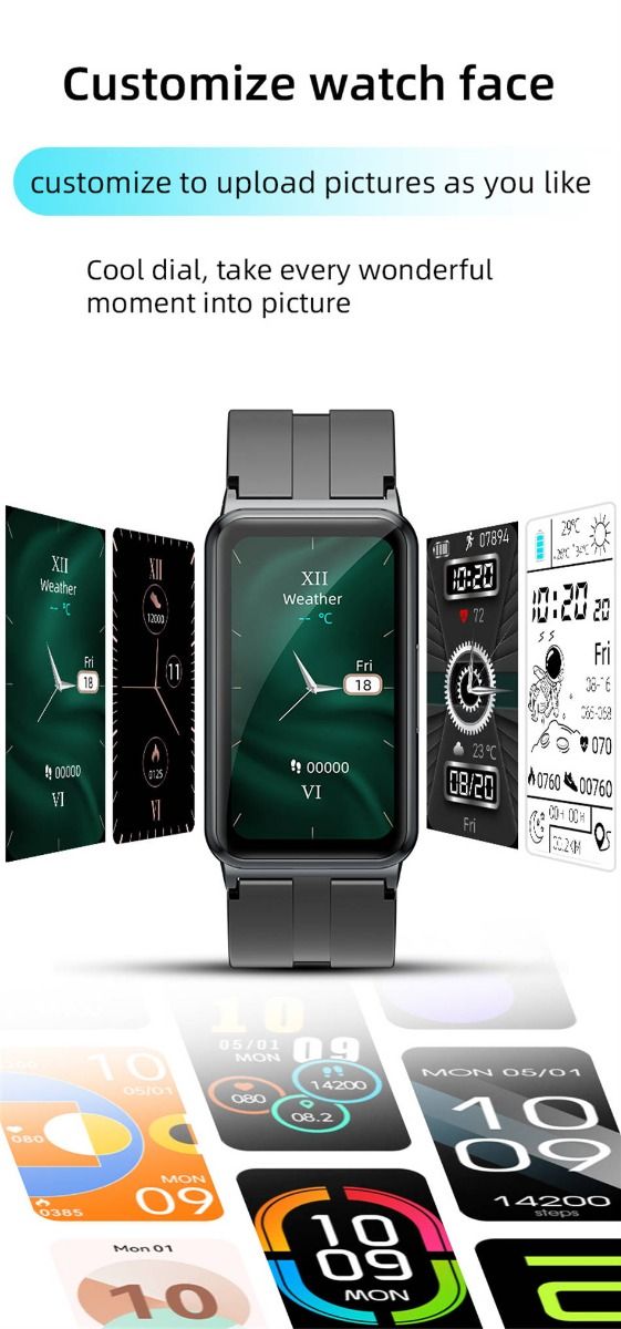 EP01 Blutglukose-Smartwatch: EKG, HRV, Herzfrequenz, Temperatur. 1,47 Zoll HD wasserdichter Fitness-Tracker