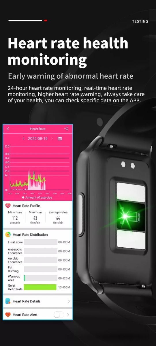 EP02 Blutzucker Smartwatch EKG HRV Herzfrequenz Temperatur 1,57 Zoll HD wasserdicht Smart-Armband Fitness-Tracker
