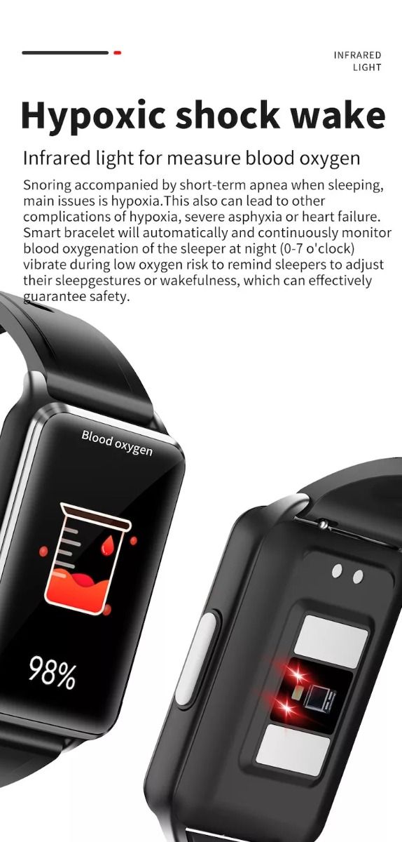 EP02 Blutzucker Smartwatch EKG HRV Herzfrequenz Temperatur 1,57 Zoll HD wasserdicht Smart-Armband Fitness-Tracker