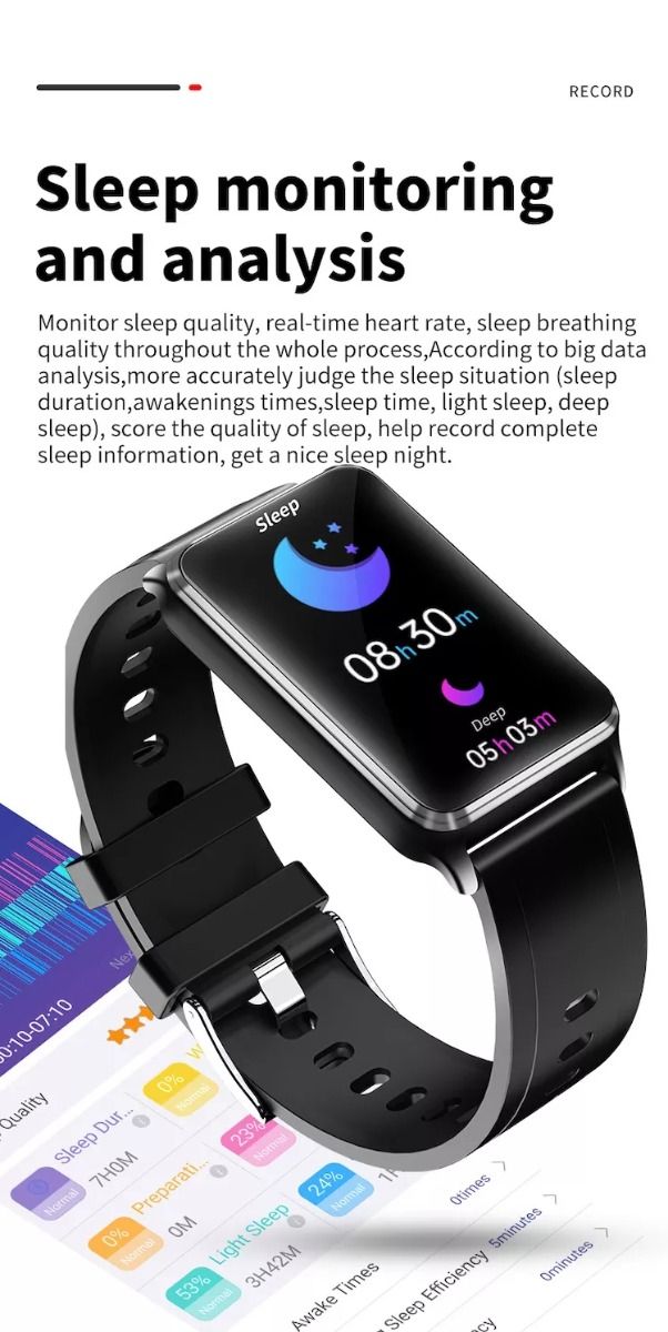 EP02 Blutzucker Smartwatch EKG HRV Herzfrequenz Temperatur 1,57 Zoll HD wasserdicht Smart-Armband Fitness-Tracker