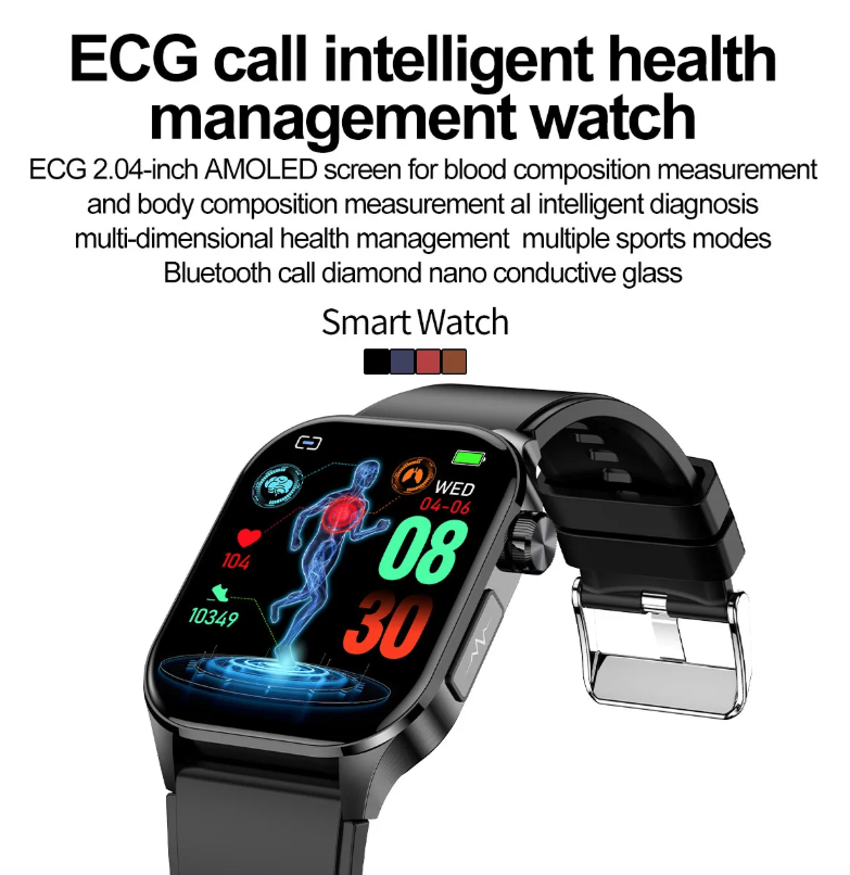 E580 Blutglukose Smartwatch EKG Herzfrequenz Blutdruck IP68 wasserdicht Smartwatch