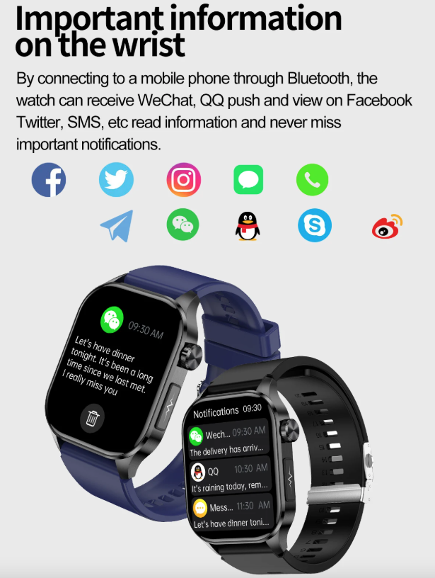 E580 Blutglukose Smartwatch EKG Herzfrequenz Blutdruck IP68 wasserdicht Smartwatch