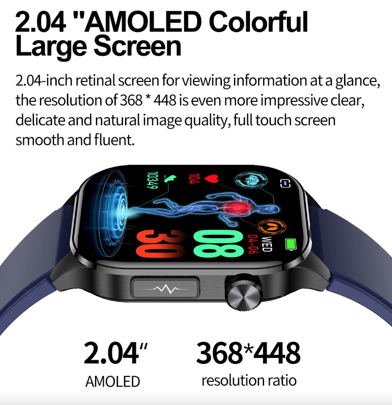 E580 Blutglukose Smartwatch EKG Herzfrequenz Blutdruck IP68 wasserdicht Smartwatch