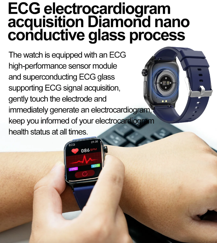 E580 Blutglukose Smartwatch EKG Herzfrequenz Blutdruck IP68 wasserdicht Smartwatch
