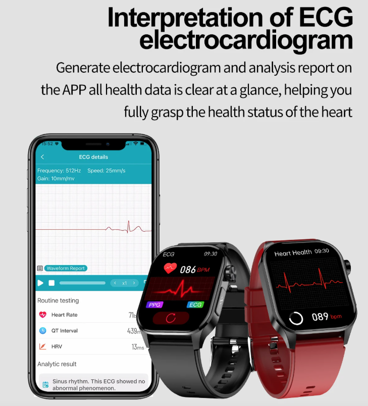 E580 Blutglukose Smartwatch EKG Herzfrequenz Blutdruck IP68 wasserdicht Smartwatch