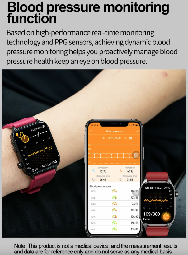 E580 Blutglukose Smartwatch EKG Herzfrequenz Blutdruck IP68 wasserdicht Smartwatch