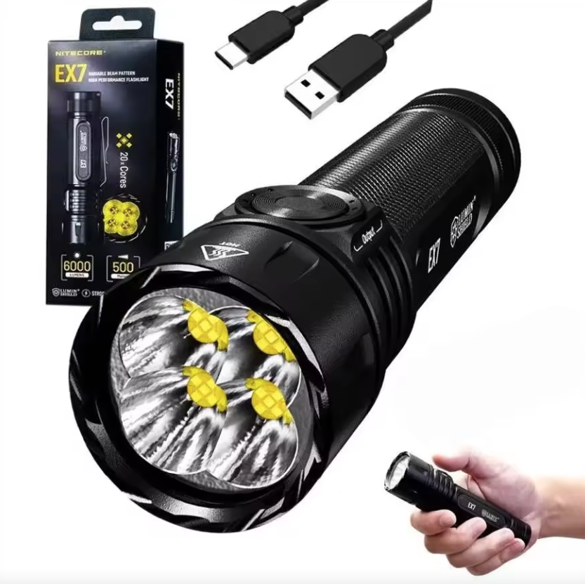 Nitecore EX7 Taschenlampe 6000 Lumen | Extrem Hell & USB-C Wiederaufladbar für Outdoor, Suche