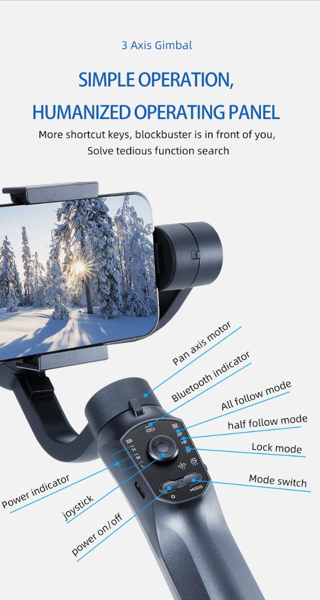 F10 Pro Stabilizer 3-Achsen Smartphone-Gimbal für mobiles Filmen mit Smartphone-Kompatibilität und Gesichtserkennung