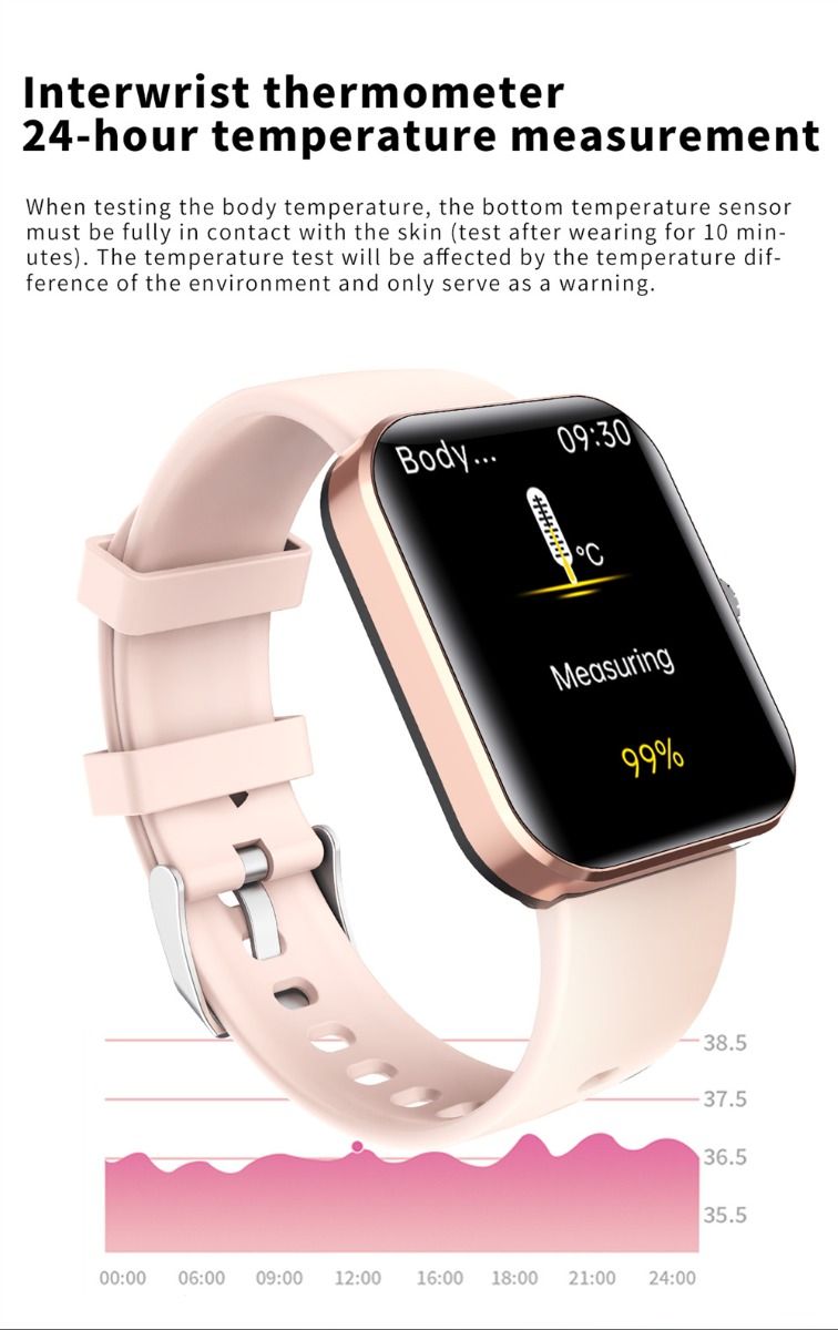 F57L Smartwatch Blutzucker Blutdruck Herzfrequenz Temperaturüberwachung Sportüberwachung 1,91 Zoll Sn