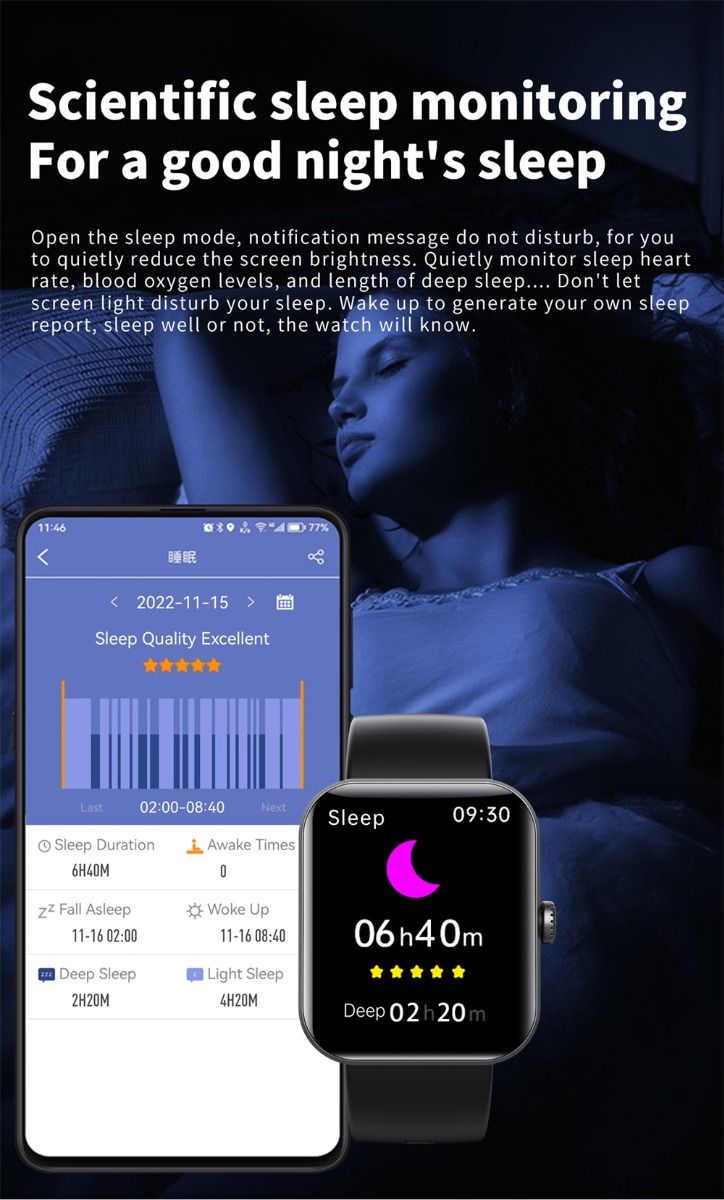 F57L Smartwatch Blutzucker Blutdruck Herzfrequenz Temperaturüberwachung Sportüberwachung 1,91 Zoll Sn