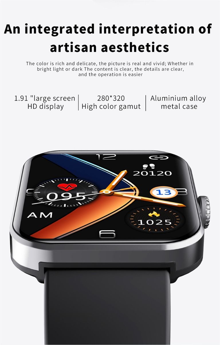F57L Smartwatch Blutzucker Blutdruck Herzfrequenz Temperaturüberwachung Sportüberwachung 1,91 Zoll Sn