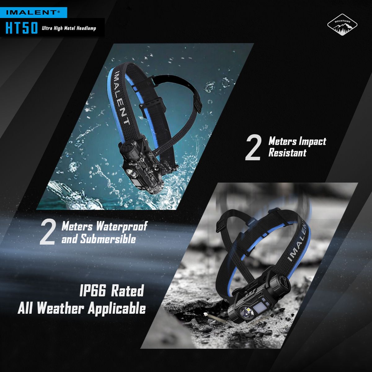 IMALENT HT50 LED-Stirnlampe mit doppelte Lichtquellen wiederaufladbare Stirnlampe für Camping und Outdoor-Abenteuer