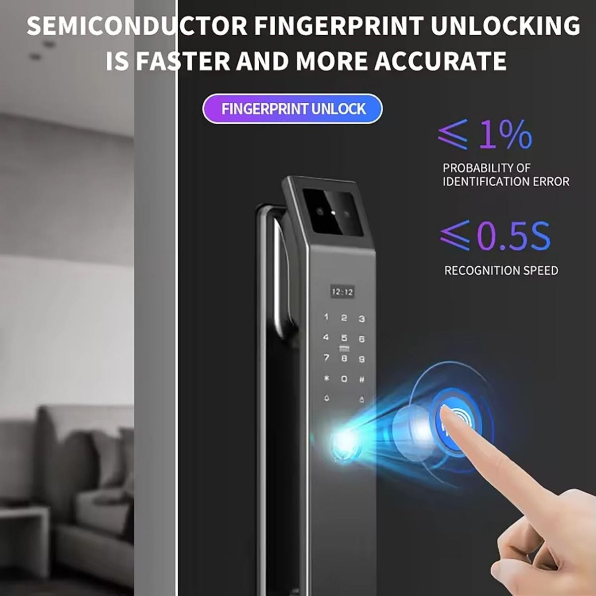 3D-Gesichtserkennungs-Entsperrung, digitales Türschloss mit Kamera, Fingerabdruck- und Passwort-Entsperrung, schlüsselloses elektronisches Türschloss