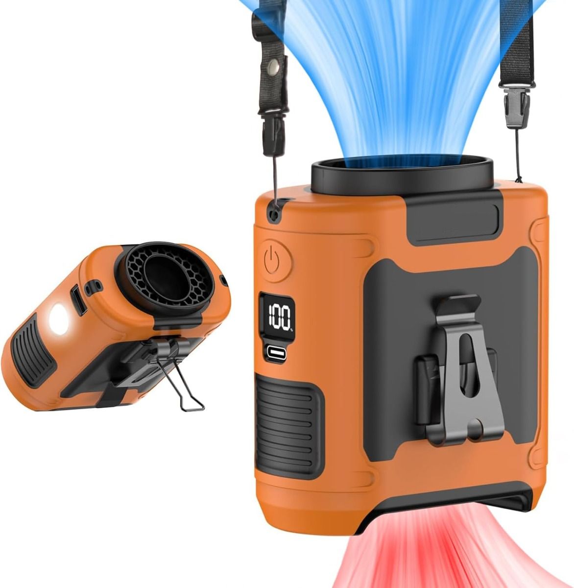 Wiederaufladbarer tragbarer Hüftventilator mit Clip-Gürtel