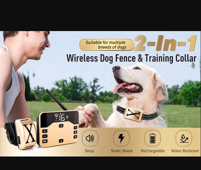 Kabelloser Haustierzaun und elektrisches Schockhalsband für Hunde – 2-in-1-Gerät für die Sicherheit von Haustieren und verantwortungsvolle Haustierhaltung