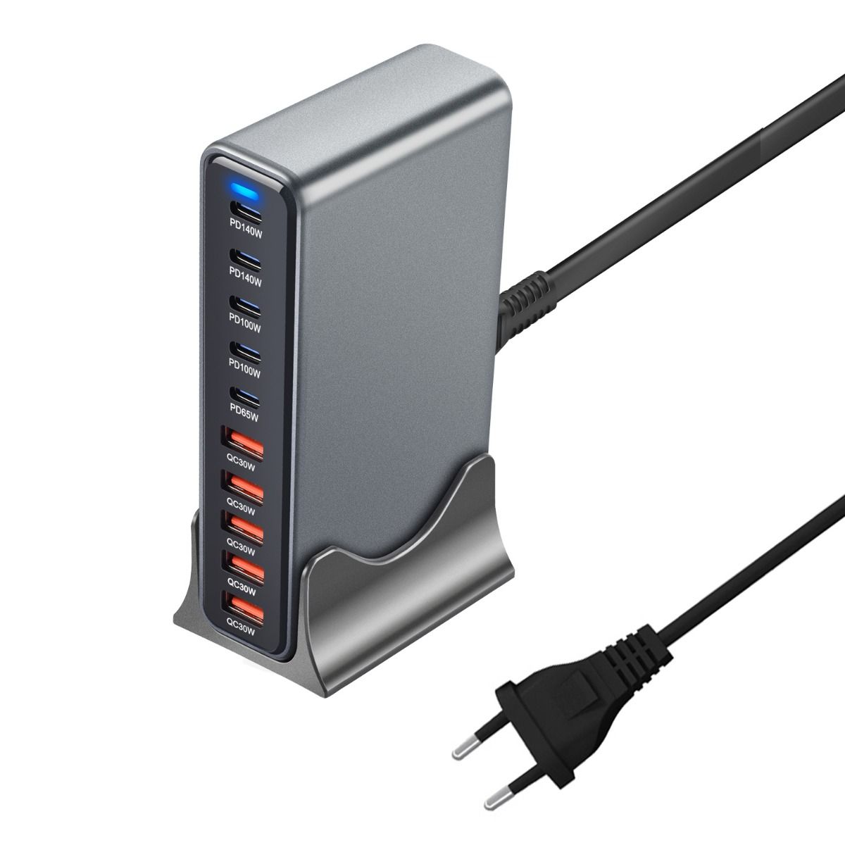 800W USB-C-Schnellladegerät-Block, 10-Port-USB-Ladestation, GaN Ⅲ Pro Dual 140W PD PPS Port-Ladegerät kompatibel