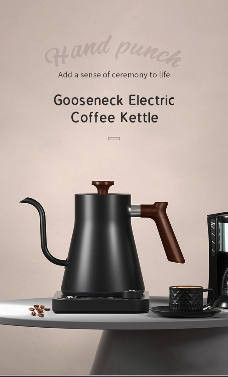 Elektrischer Gooseneck-Wasserkessel mit Echtzeit-Temperaturkontrolle, 1200 Watt schnelles Heizen, sicheres Design, präzises Ausgießen